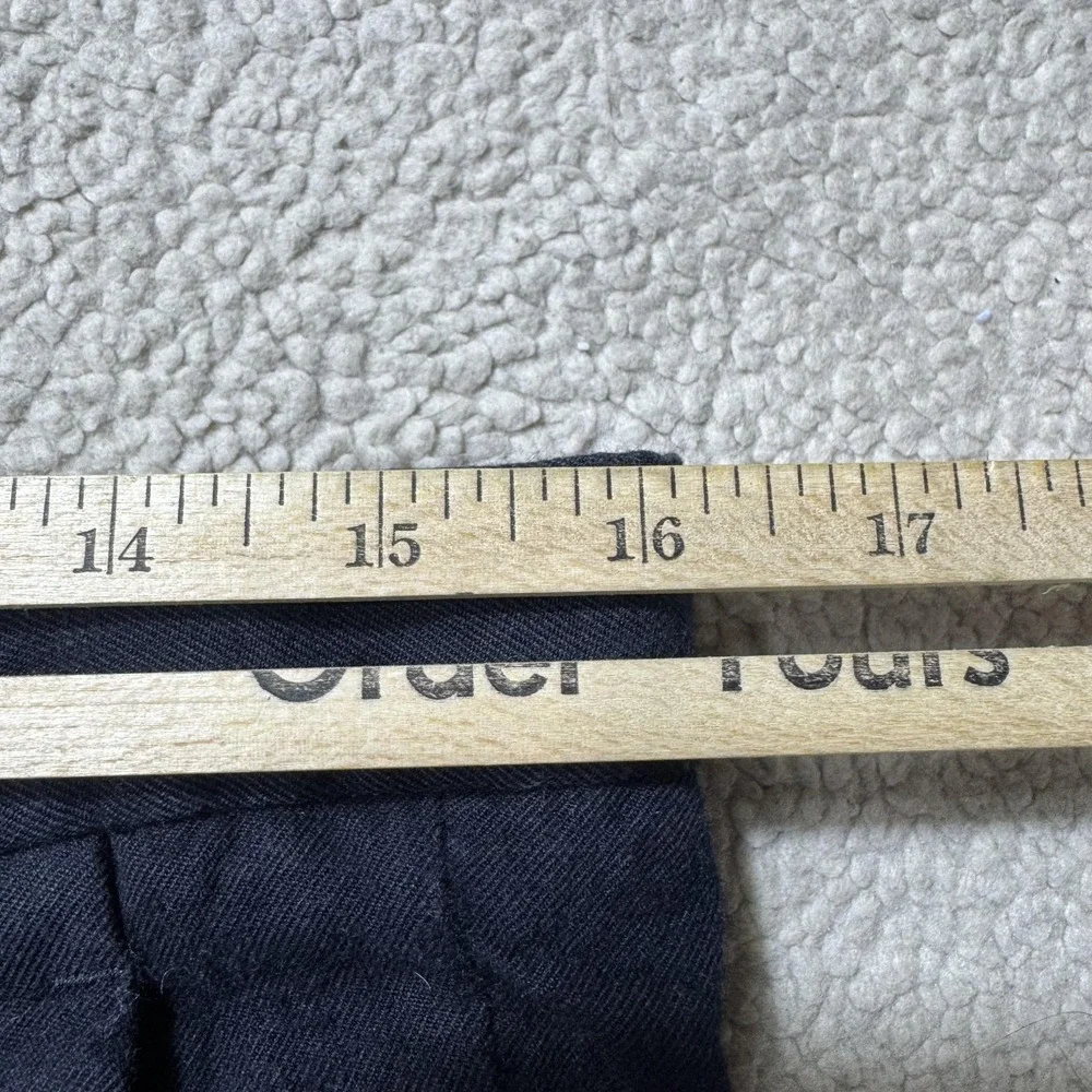 AllSaints Pants Mens 32 Black Pleated Cotton Wool Button Fly Chino Trousers Crop